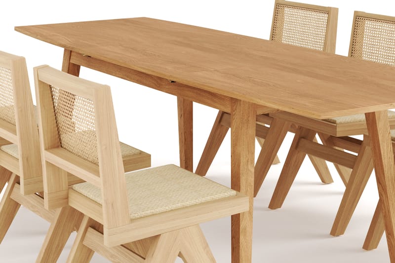 Beagan Udvideligt Spisebord 180-280cm med 6 Zanndik Spisebor - Brun - Spisebordssæt
