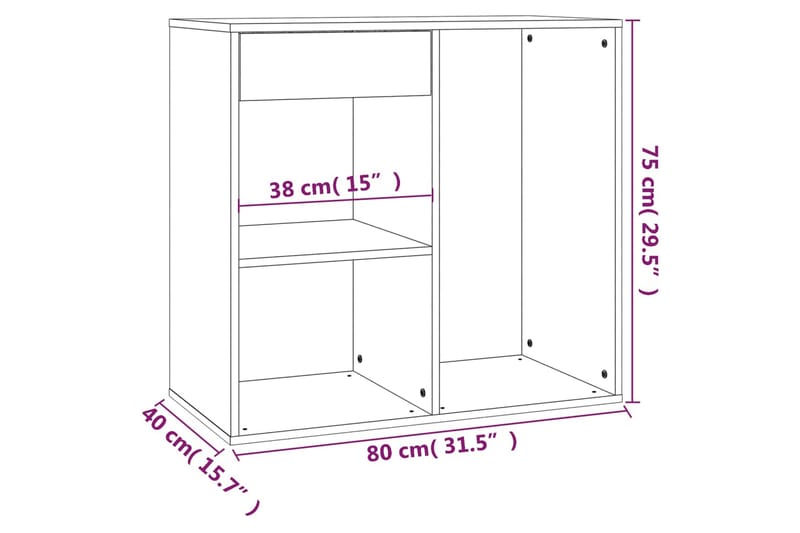 beBasic badeværelsesskab 80x40x75 cm konstrueret træ hvid højglans - Hvid - Sminkebord & konsolbord