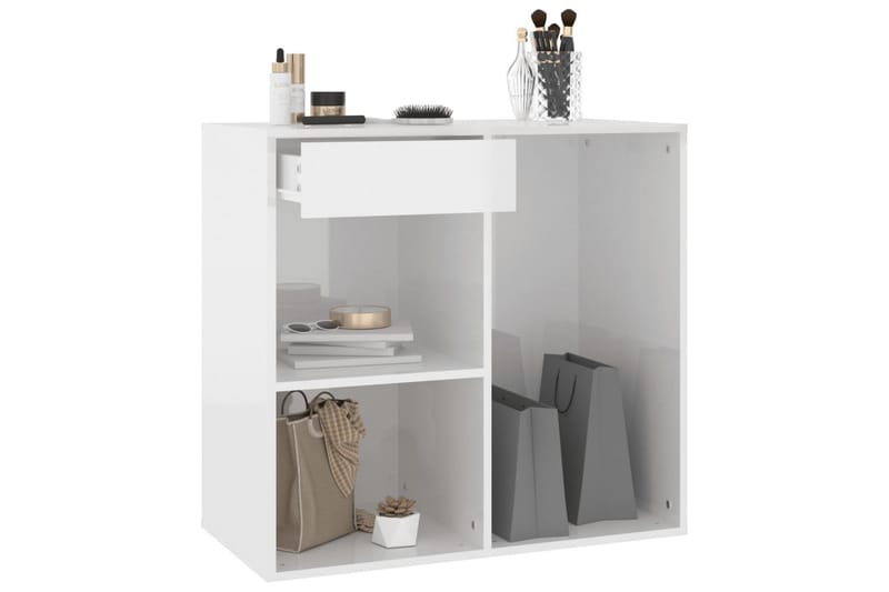 beBasic badeværelsesskab 80x40x75 cm konstrueret træ hvid højglans - Hvid - Sminkebord & konsolbord