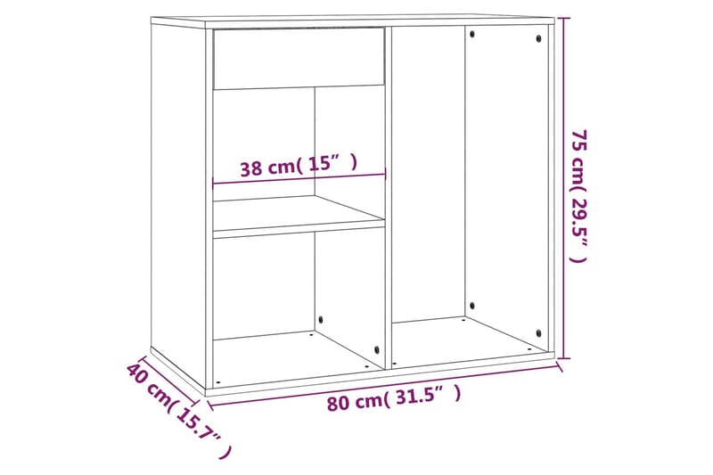 beBasic badeværelsesskab 80x40x75 cm konstrueret træ hvid - Hvid - Sminkebord & konsolbord