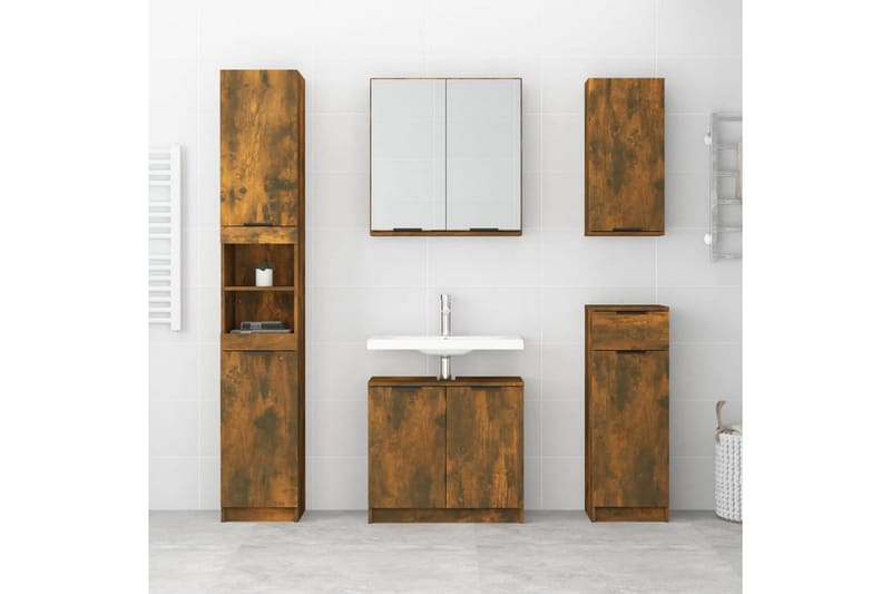 beBasic badeværelsesskab med spejl 64x20x67 cm røget egetræsfarve - Brun - Møbler - Borde - Sminkebord & konsolbord