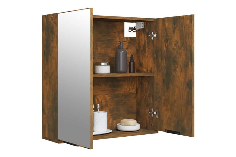beBasic badeværelsesskab med spejl 64x20x67 cm røget egetræsfarve - Brun - Møbler - Borde - Sminkebord & konsolbord