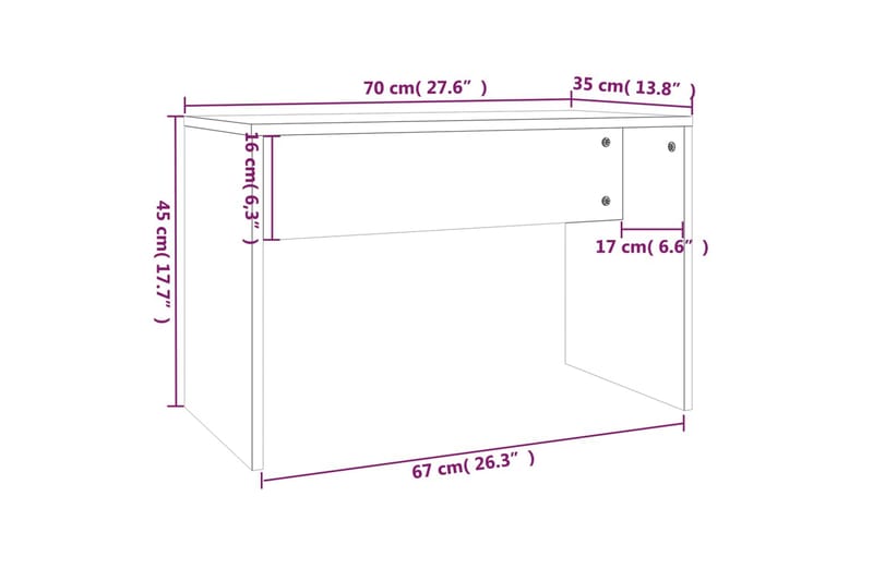 beBasic konsolbordsæt 74,5x40x141 cm røget egetræsfinish - Brun - Sminkebord & konsolbord