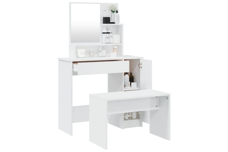 beBasic konsolbordsæt 86,5x35x136 cm hvid højglans - Hvid - Møbler - Borde - Sminkebord & konsolbord