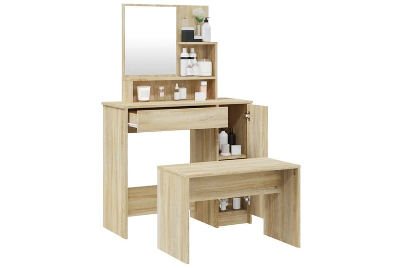 beBasic konsolbordsæt 86,5x35x136 cm sonoma-eg - Brun - Møbler - Borde - Sminkebord & konsolbord