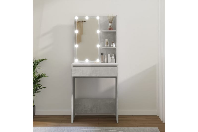 beBasic makeupbord med LED-lys 60x40x140 cm betongrå - GrÃ¥ - Sminkebord & konsolbord