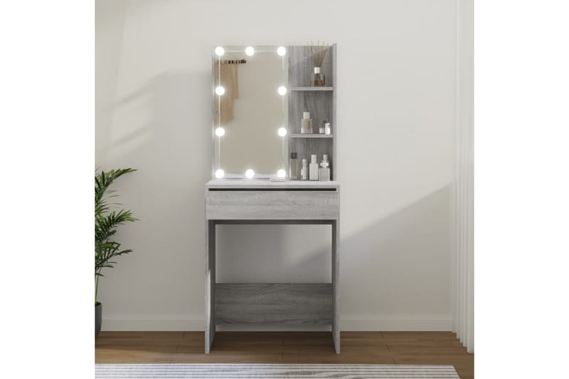 beBasic makeupbord med LED-lys 60x40x140 cm grå sonoma-eg - GrÃ¥ - Sminkebord & konsolbord