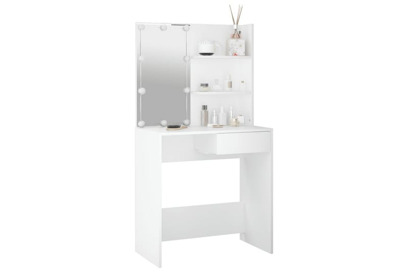 beBasic makeupbord med LED-lys 74,5x40x141 cm hvid - Hvid - Møbler - Borde - Sminkebord & konsolbord