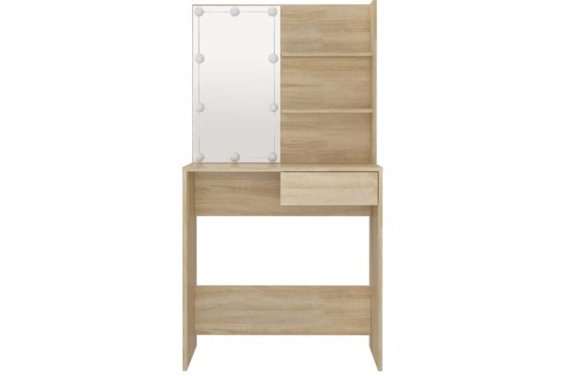 beBasic makeupbord med LED-lys 74,5x40x141 cm sonoma-eg - Brun - Møbler - Borde - Sminkebord & konsolbord