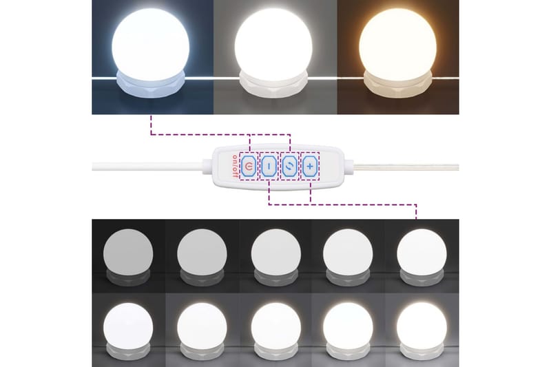 beBasic makeupbord med LED-lys 86,5x35x136 cm brun egetræsfarve - Brun - Møbler - Borde - Sminkebord & konsolbord