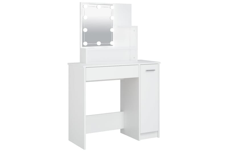 beBasic makeupbord med LED-lys 86,5x35x136 cm hvid - Hvid - Sminkebord & konsolbord