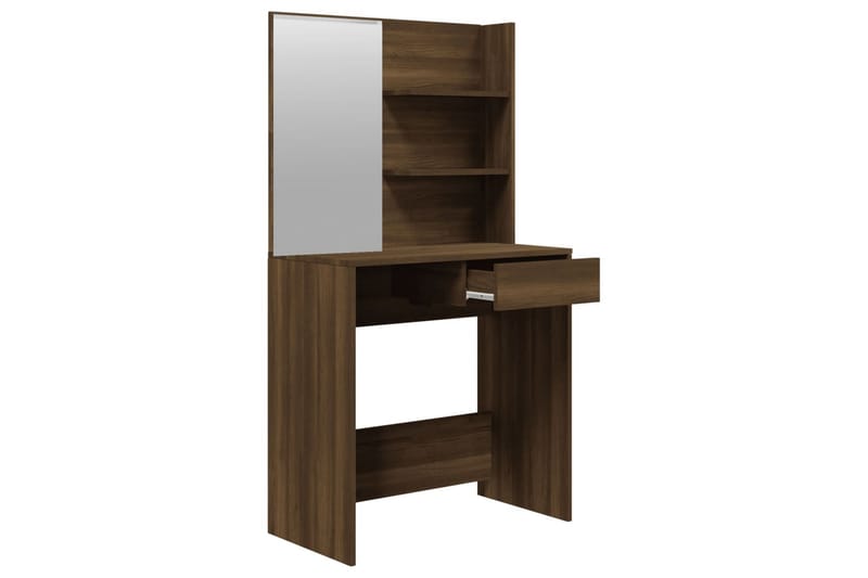 beBasic makeupbord med spejl 74,5x40x141 cm brun egetræsfarve - Brun - Sminkebord & konsolbord