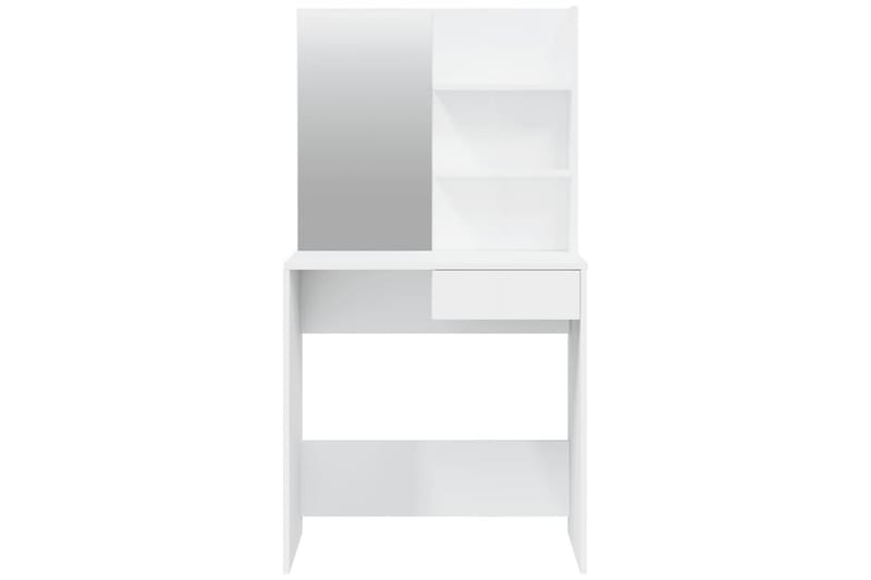 beBasic makeupbord med spejl 74,5x40x141 cm hvid højglans - Hvid - Sminkebord & konsolbord