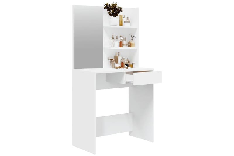 beBasic makeupbord med spejl 74,5x40x141 cm hvid - Hvid - Møbler - Borde - Sminkebord & konsolbord