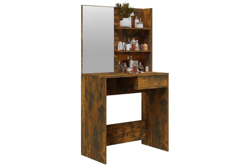 beBasic makeupbord med spejl 74,5x40x141 cm røget egetræsfarve - Brun - Møbler - Borde - Sminkebord & konsolbord
