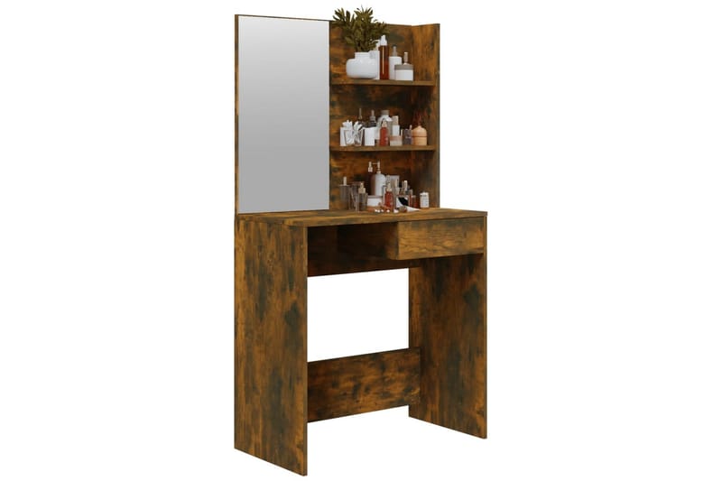 beBasic makeupbord med spejl 74,5x40x141 cm røget egetræsfarve - Brun - Sminkebord & konsolbord