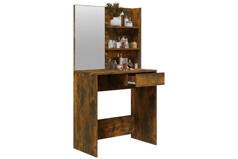 beBasic makeupbord med spejl 74,5x40x141 cm røget egetræsfarve - Brun - Sminkebord & konsolbord
