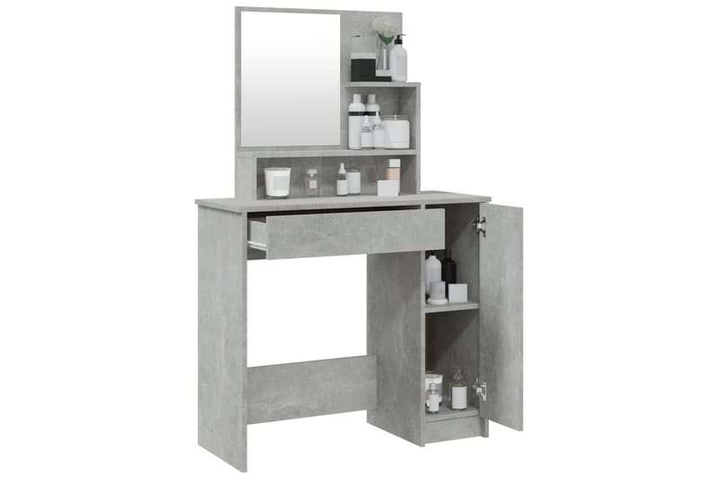 beBasic makeupbord med spejl 86,5x35x136 cm betongrå - GrÃ¥ - Sminkebord & konsolbord