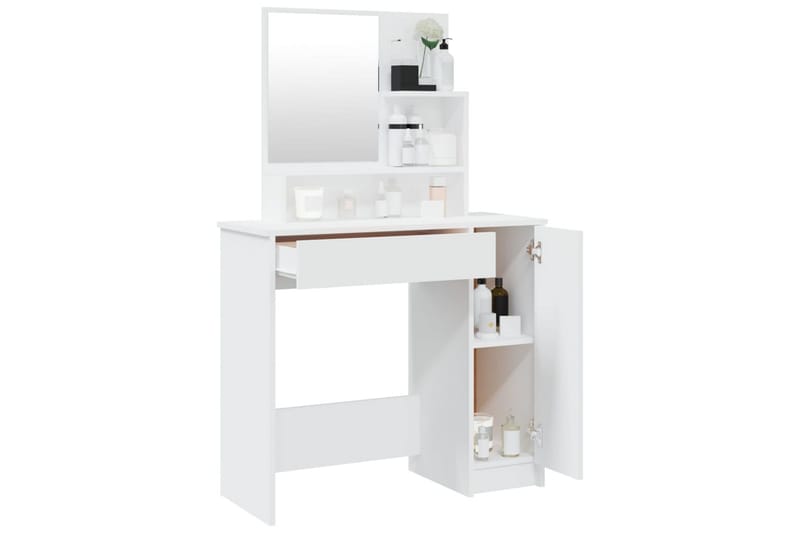 beBasic makeupbord med spejl 86,5x35x136 cm hvid - Hvid - Sminkebord & konsolbord
