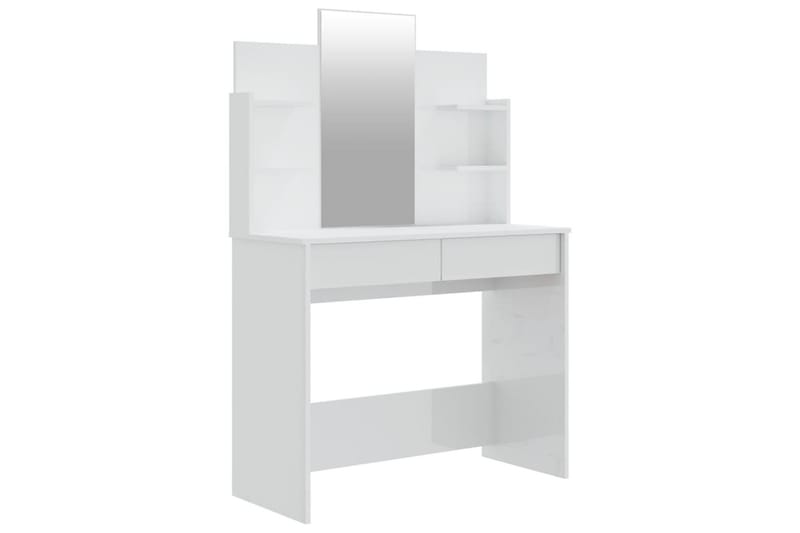 beBasic makeupbord med spejl 96x40x142 cm hvid højglans - Hvid - Sminkebord & konsolbord
