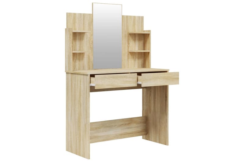 beBasic makeupbord med spejl 96x40x142 cm sonoma-eg - Brun - Sminkebord & konsolbord