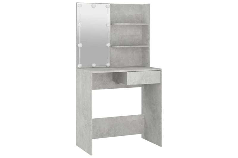 beBasic makeupbordssæt med LED-lys konstrueret træ betongrå - GrÃ¥ - Møbler - Borde - Sminkebord & konsolbord