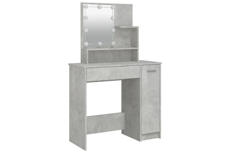 beBasic makeupbordssæt med LED-lys konstrueret træ betongrå - GrÃ¥ - Møbler - Borde - Sminkebord & konsolbord