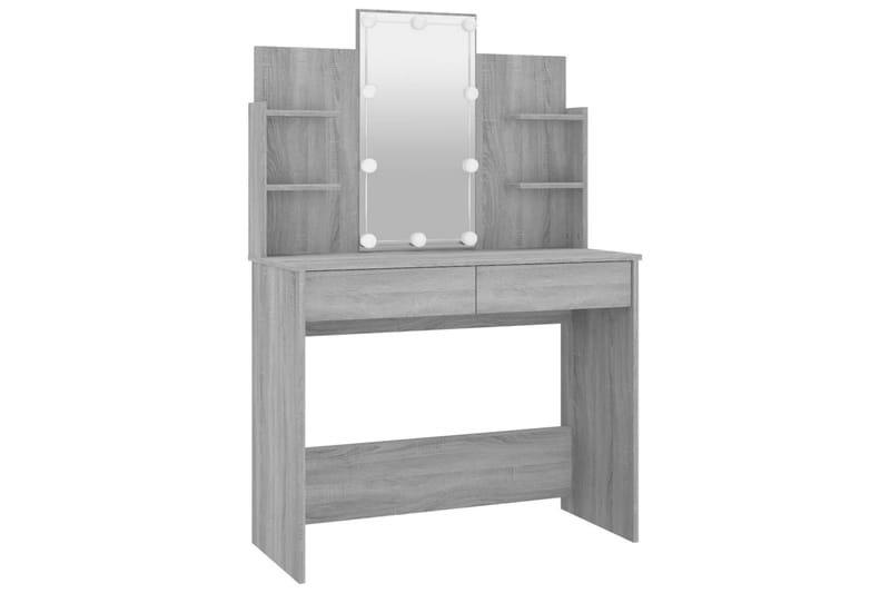 beBasic makeupbordssæt med LED-lys konstrueret træ grå sonoma-eg - GrÃ¥ - Sminkebord & konsolbord