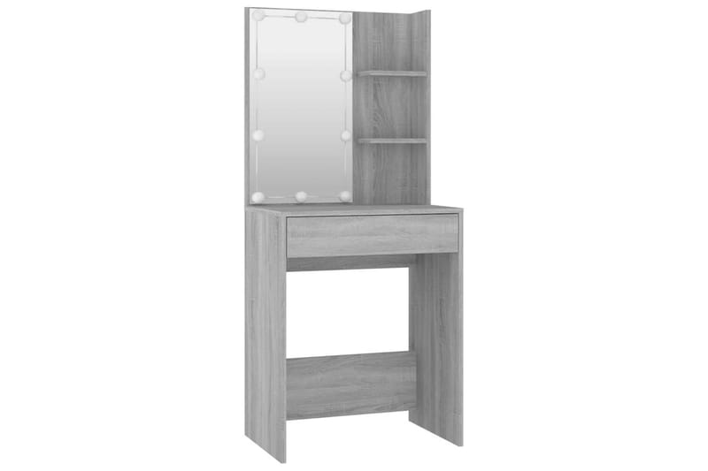 beBasic makeupbordssæt med LED-lys konstrueret træ grå sonoma-eg - GrÃ¥ - Møbler - Borde - Sminkebord & konsolbord