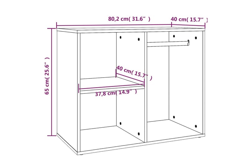 beBasic skab 80x40x65 cm konstrueret træ betongrå - GrÃ¥ - Sminkebord & konsolbord