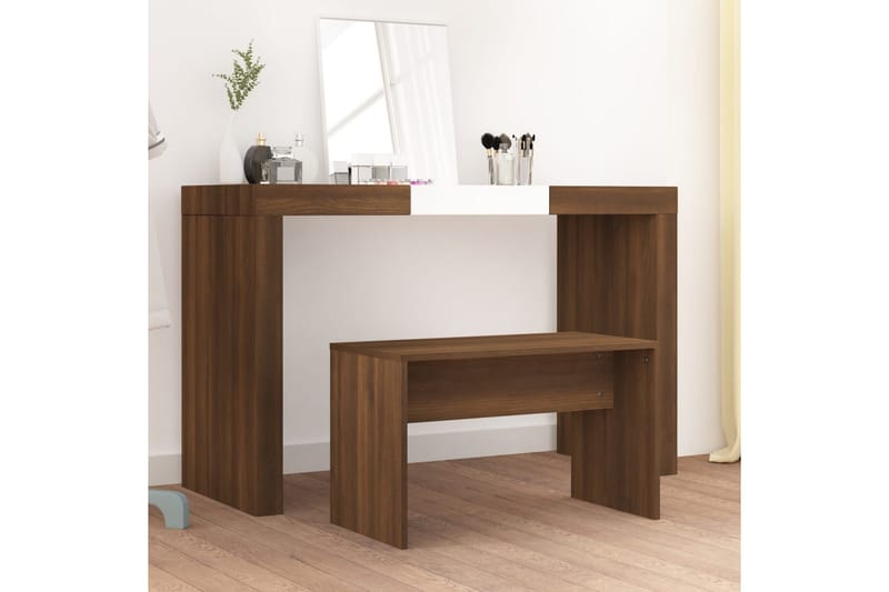 beBasic skammel til makeupbord 70x35x45 cm konstrueret træ brun egetræ - Brun - Møbler - Borde - Sminkebord & konsolbord