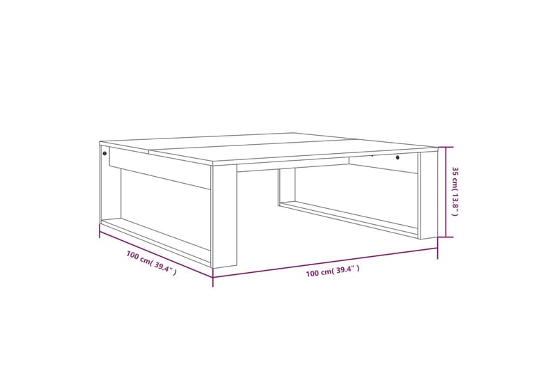 beBasic sofabord 100x100x35 cm konstrueret træ grå sonoma-eg - GrÃ¥ - Møbler - Borde - Sofabord