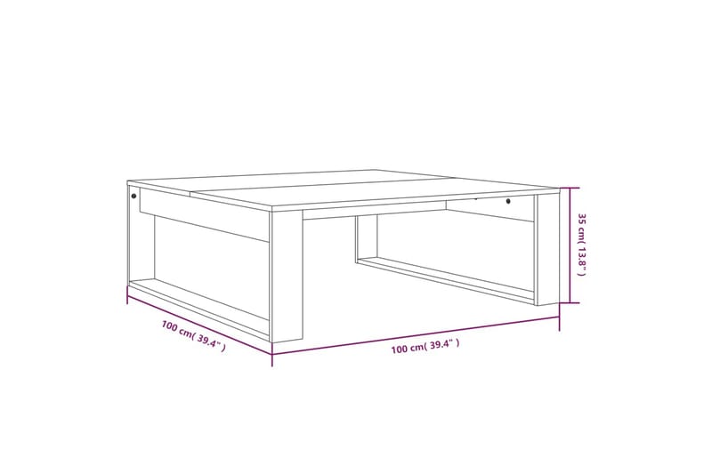 beBasic sofabord 100x100x35 cm konstrueret træ grå sonoma-eg - GrÃ¥ - Sofabord