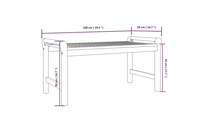 beBasic sofabord 100x50x50 cm massivt akacietræ - Brun - Sofabord