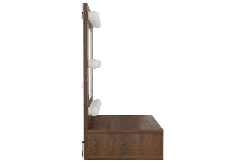 beBasic spejlskab med LED-lys 60x31,5x62 cm brun egetræsfarve - Brun - Møbler - Borde - Sminkebord & konsolbord