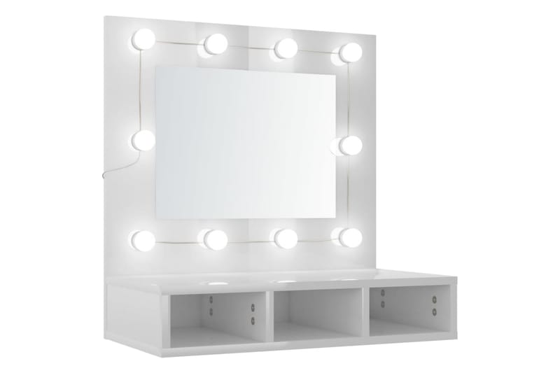 beBasic spejlskab med LED-lys 60x31,5x62 cm hvid højglans - Hvid - Møbler - Borde - Sminkebord & konsolbord