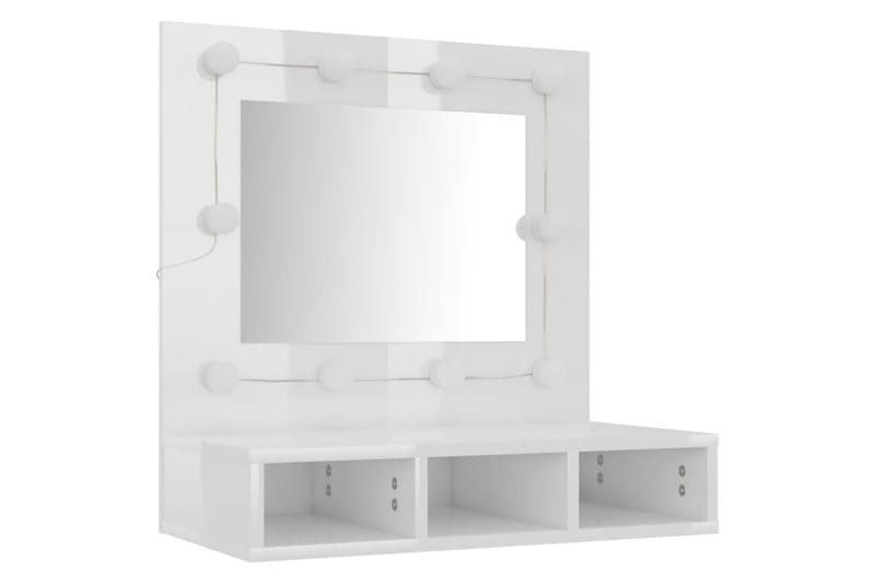 beBasic spejlskab med LED-lys 60x31,5x62 cm hvid højglans - Hvid - Møbler - Borde - Sminkebord & konsolbord