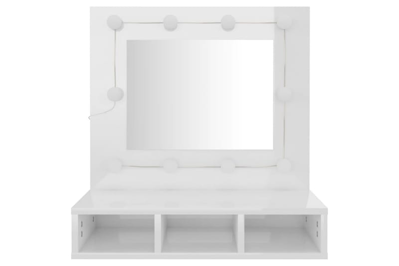 beBasic spejlskab med LED-lys 60x31,5x62 cm hvid højglans - Hvid - Møbler - Borde - Sminkebord & konsolbord