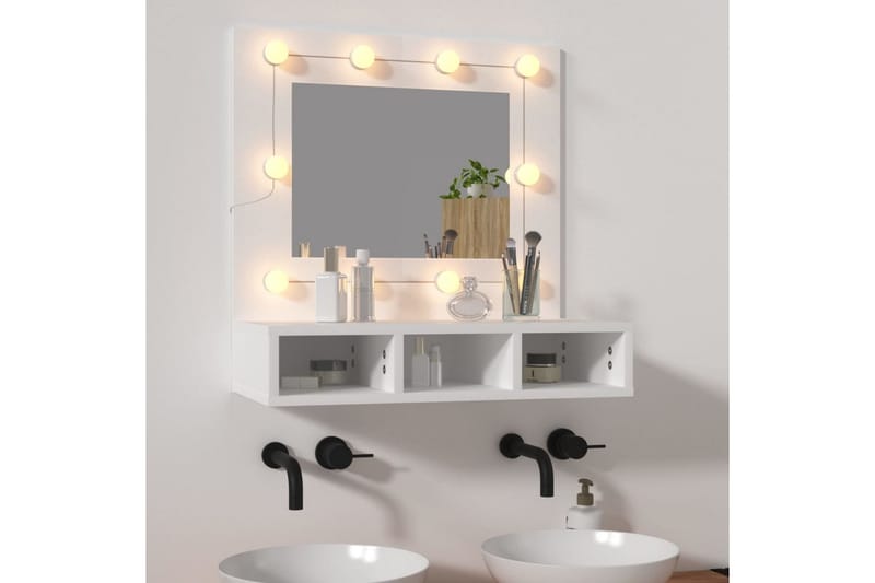 beBasic spejlskab med LED-lys 60x31,5x62 cm hvid - Hvid - Møbler - Borde - Sminkebord & konsolbord