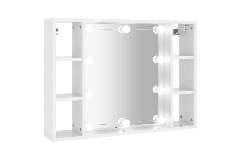 beBasic spejlskab med LED-lys 76x15x55 cm hvid højglans - Hvid - Møbler - Borde - Sminkebord & konsolbord