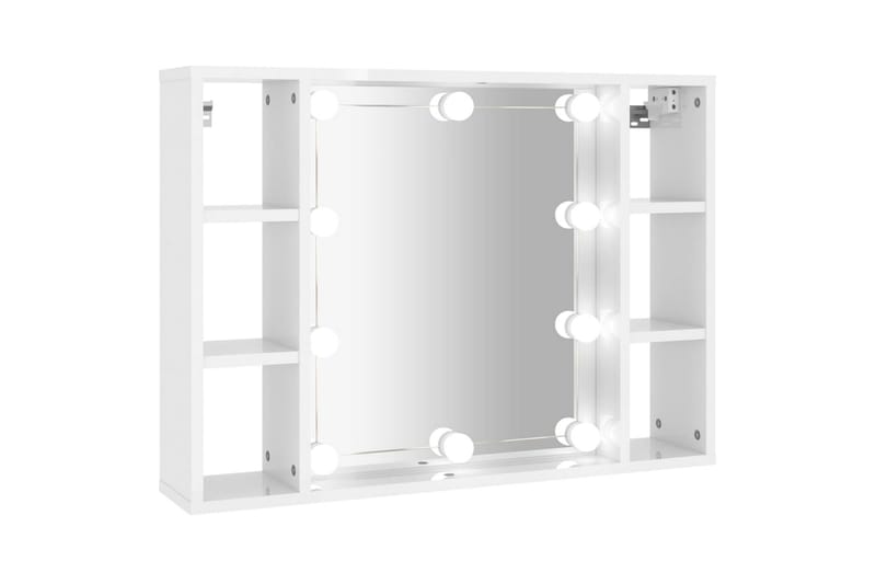 beBasic spejlskab med LED-lys 76x15x55 cm hvid højglans - Hvid - Sminkebord & konsolbord