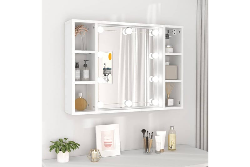 beBasic spejlskab med LED-lys 76x15x55 cm hvid - Hvid - Møbler - Borde - Sminkebord & konsolbord