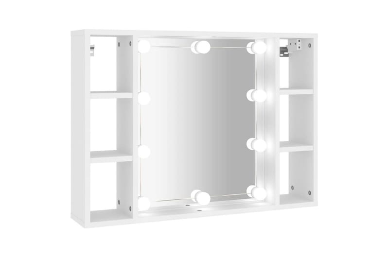 beBasic spejlskab med LED-lys 76x15x55 cm hvid - Hvid - Møbler - Borde - Sminkebord & konsolbord