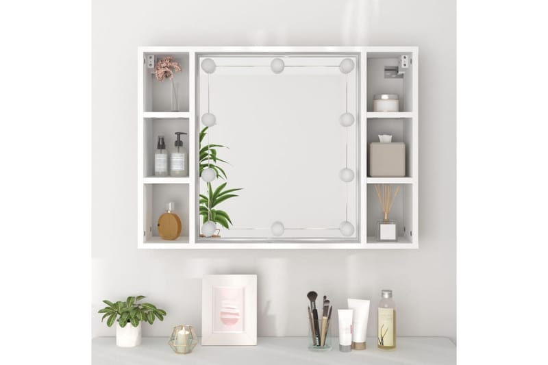 beBasic spejlskab med LED-lys 76x15x55 cm hvid - Hvid - Møbler - Borde - Sminkebord & konsolbord