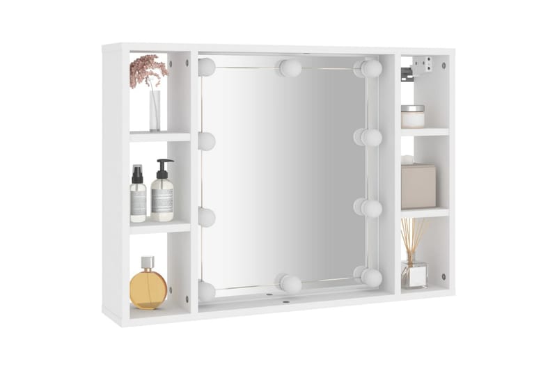 beBasic spejlskab med LED-lys 76x15x55 cm hvid - Hvid - Møbler - Borde - Sminkebord & konsolbord