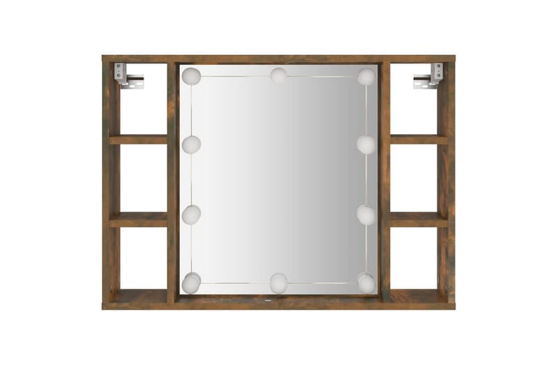 beBasic spejlskab med LED-lys 76x15x55 cm røget egetræsfarve - Brun - Møbler - Borde - Sminkebord & konsolbord