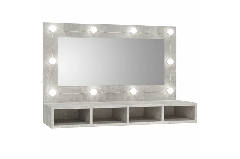 beBasic spejlskab med LED-lys 90x31,5x62 cm betongrå - GrÃ¥ - Møbler - Borde - Sminkebord & konsolbord
