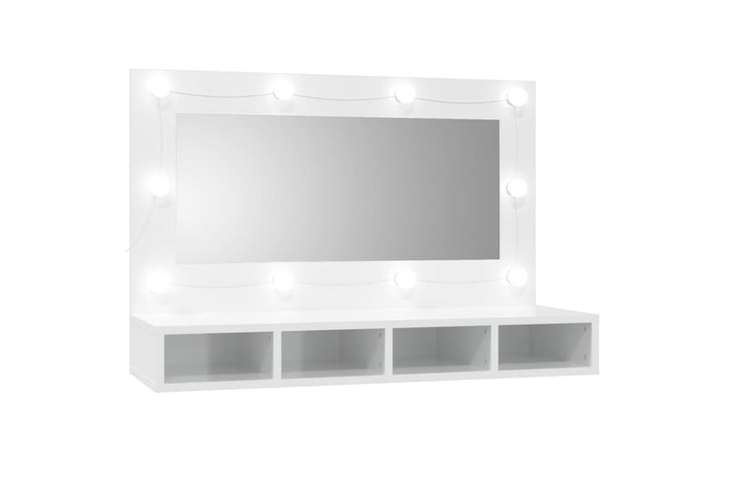 beBasic spejlskab med LED-lys 90x31,5x62 cm hvid højglans - Hvid - Møbler - Borde - Sminkebord & konsolbord