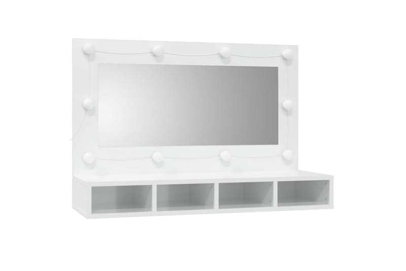 beBasic spejlskab med LED-lys 90x31,5x62 cm hvid højglans - Hvid - Møbler - Borde - Sminkebord & konsolbord