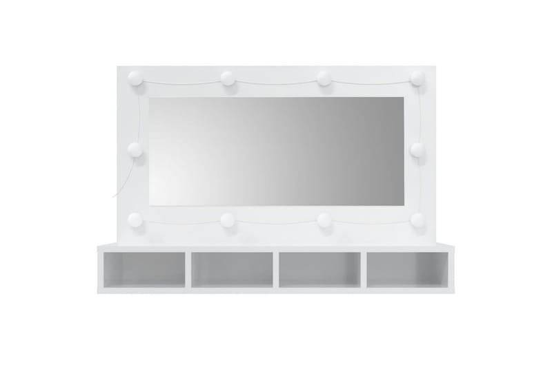 beBasic spejlskab med LED-lys 90x31,5x62 cm hvid højglans - Hvid - Møbler - Borde - Sminkebord & konsolbord